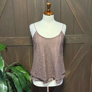 Maurices Medium Brown layered lace tank top